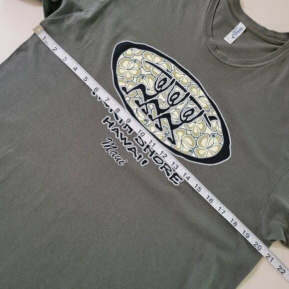 Women's Olive Graphic Maui Hawaii Short Sleeve Pullover Tee - Picture 3 of 9
